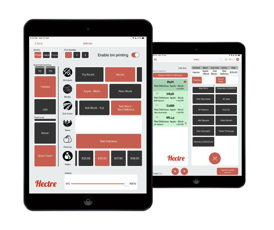 iPad showing Hectre app